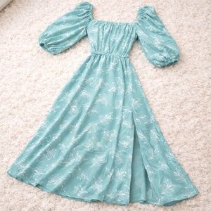 Mint Floral Midi Dress 🌿